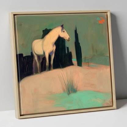Dusk in the Cypress Grove horse landscape canvas wall art in natural frame