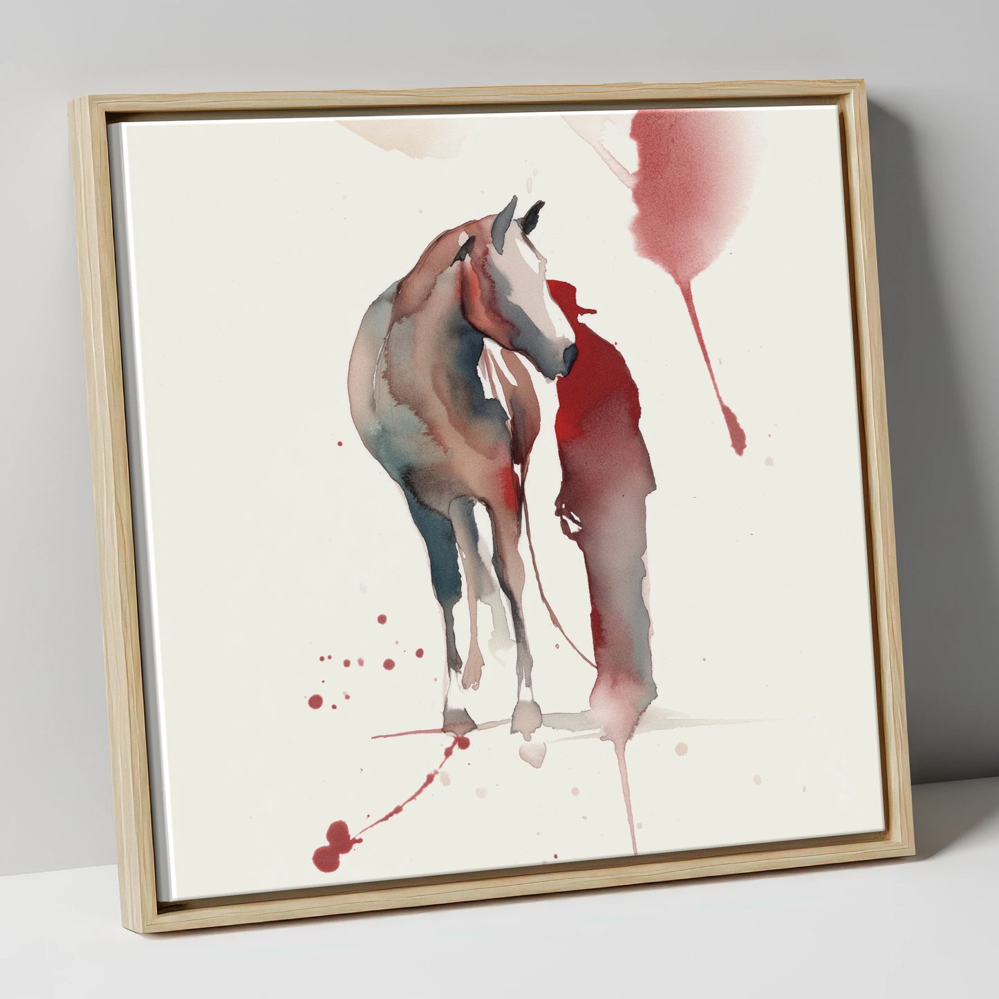 The Quiet Bond horse & rider canvas wall art in natural frame