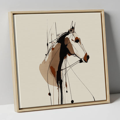Dynamic Sepia Profile horse portrait canvas wall art in natural frame