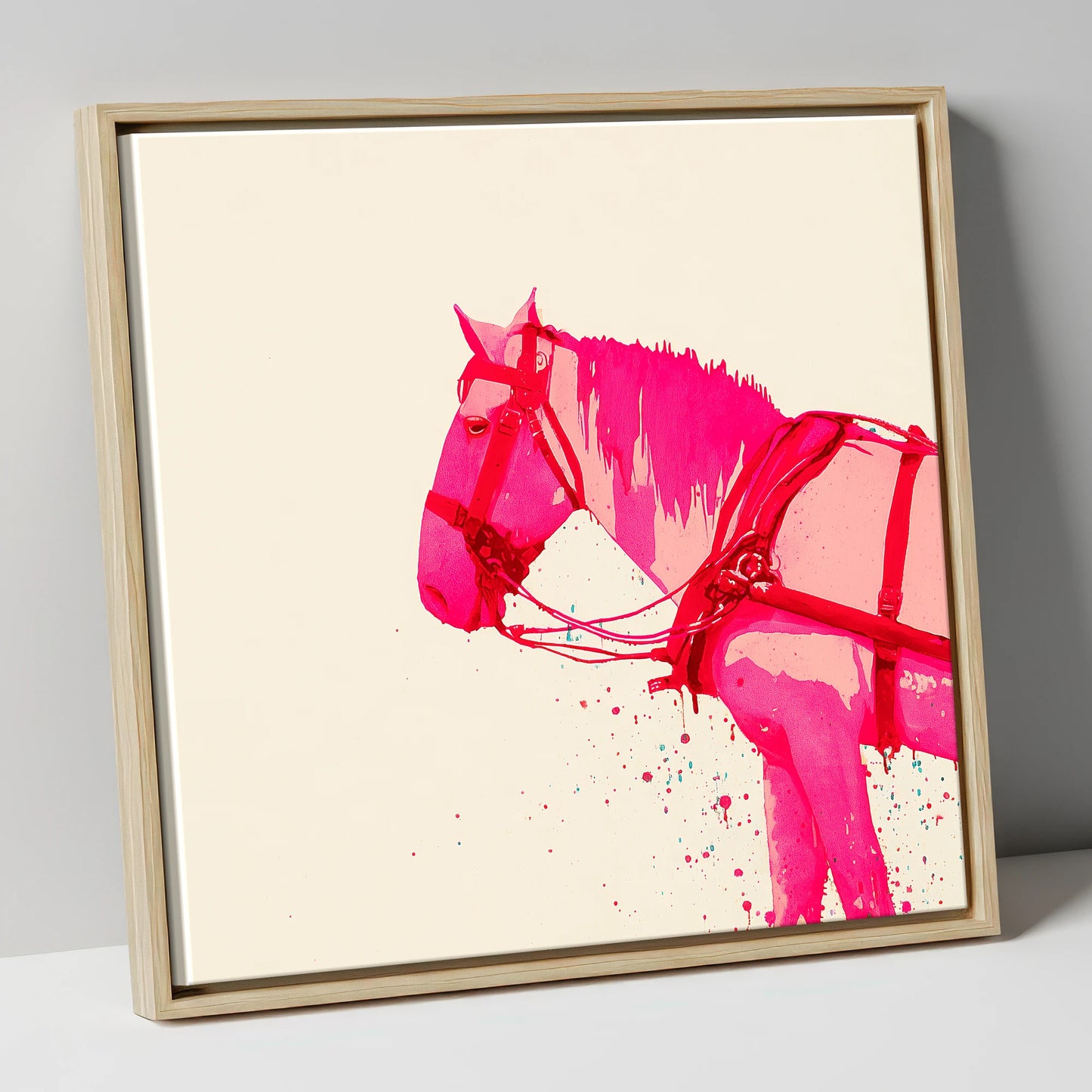 Vibrant Harness Profile working horse canvas wall art in natural frame