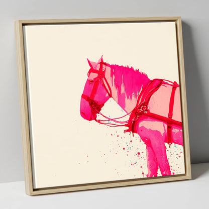 Vibrant Harness Profile working horse canvas wall art in natural frame