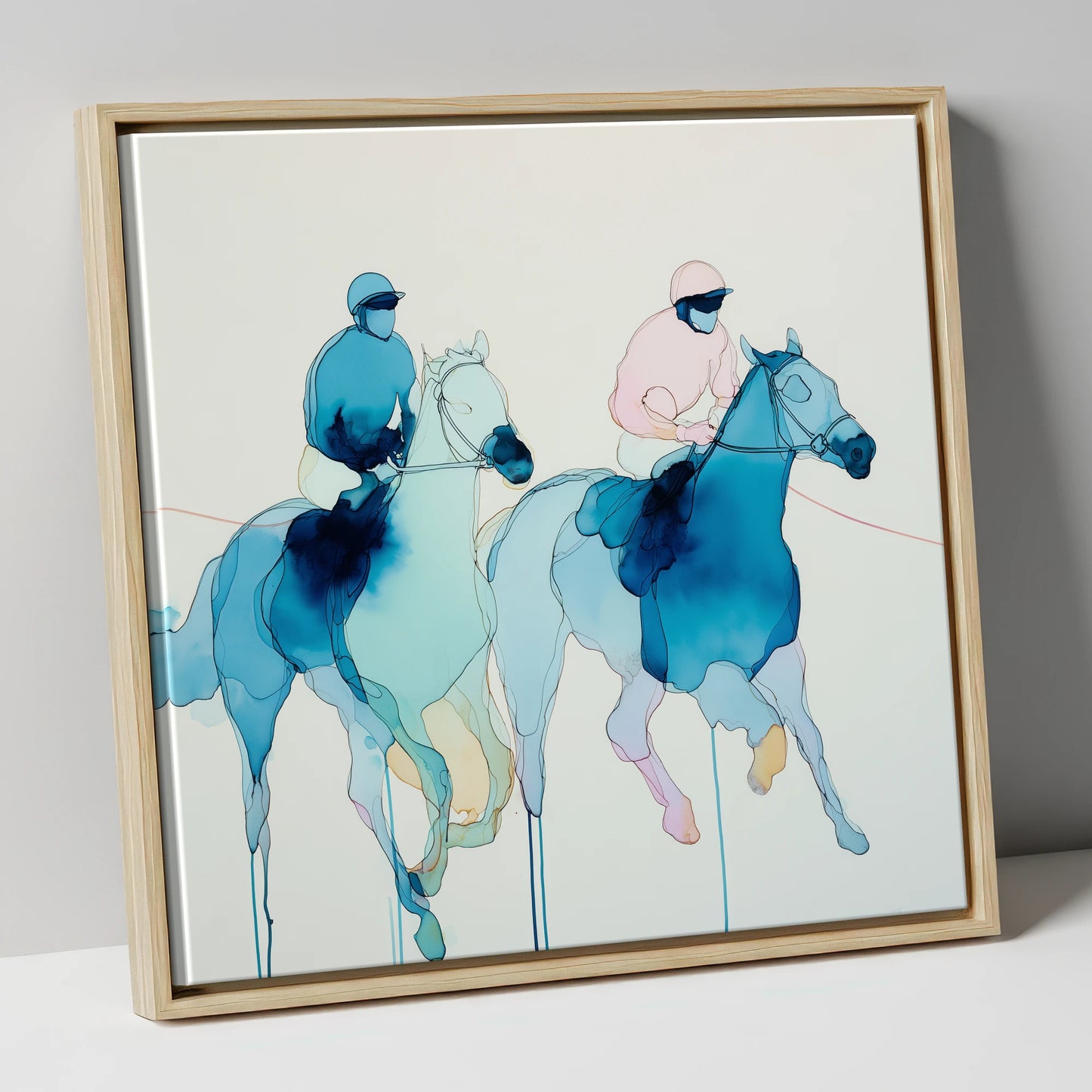 Ethereal Racing Silks racing horse canvas wall art in natural frame