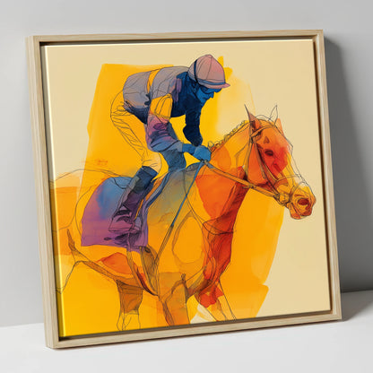 The Final Furlong racing horse canvas wall art in natural frame