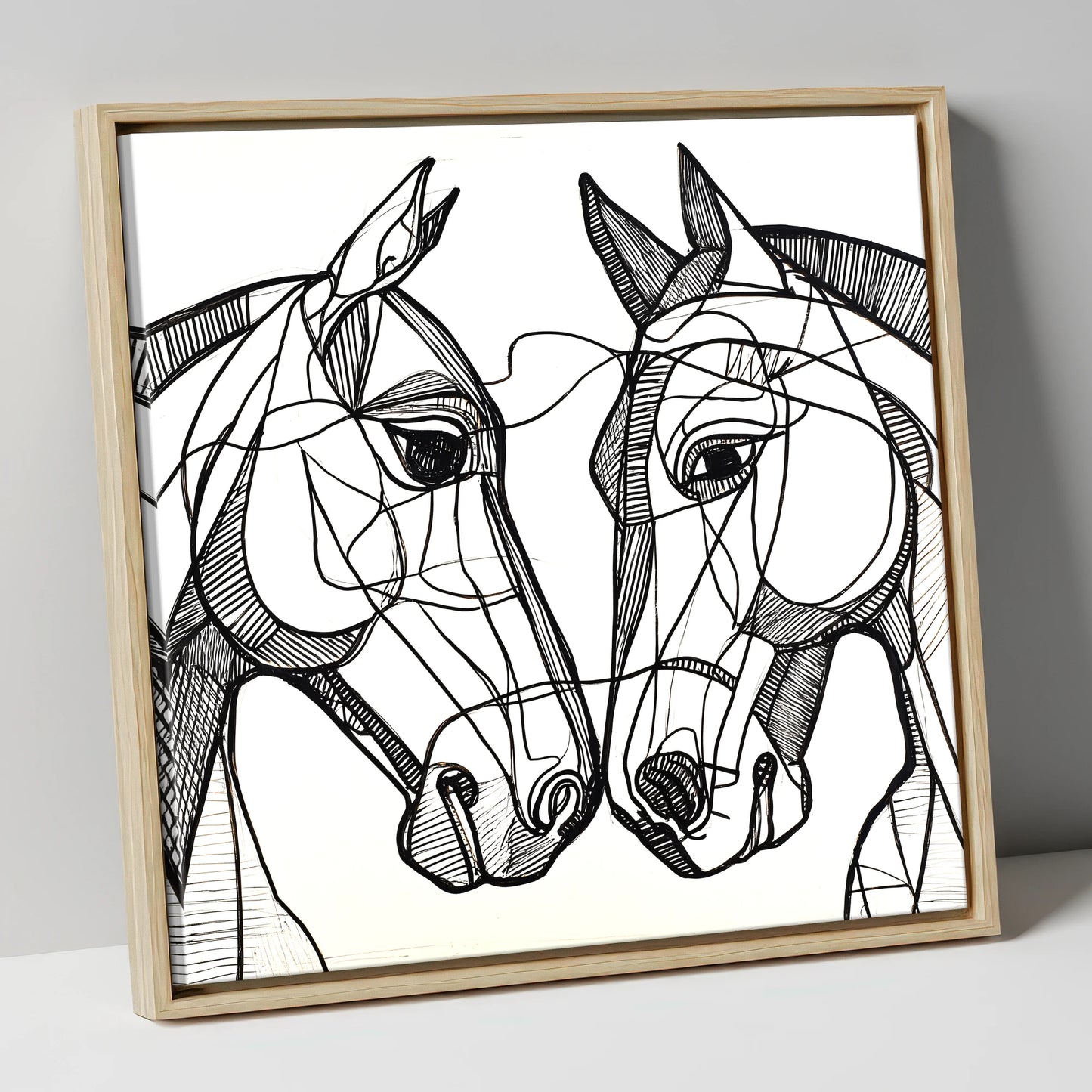 Structural Equine Bond horse portrait canvas wall art in natural frame