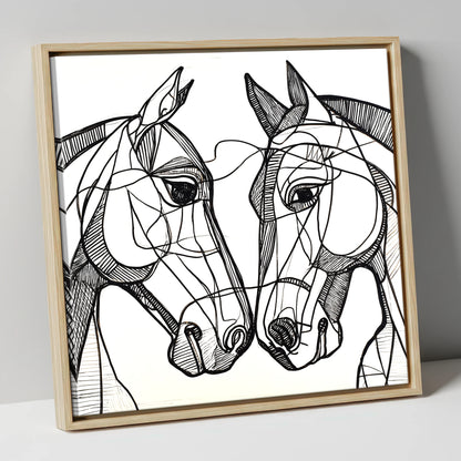 Structural Equine Bond horse portrait canvas wall art in natural frame