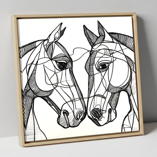 Structural Equine Bond horse portrait canvas wall art in natural frame