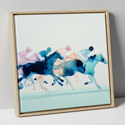 Fluid Racing Strides racing horse canvas wall art in natural frame