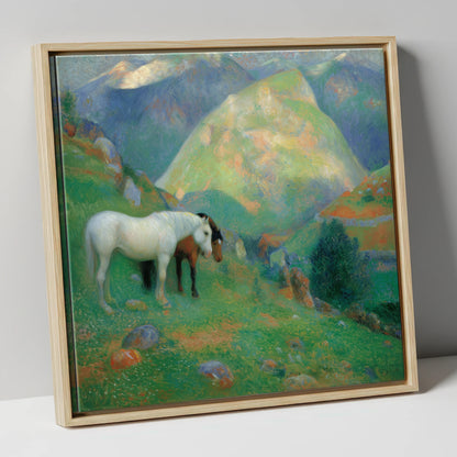 High Country Companions horse landscape canvas wall art in natural frame
