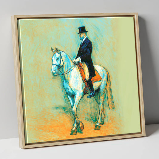 The Classical Master dressage horse canvas wall art in natural frame