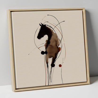 Fluid Ink Equine Portrait horse portrait canvas wall art in natural frame