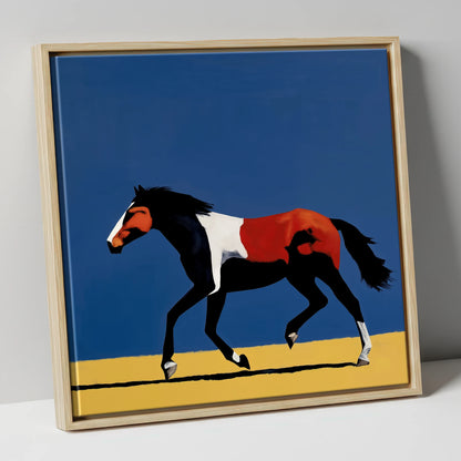 Vibrant Equine Stride horse portrait canvas wall art in natural frame