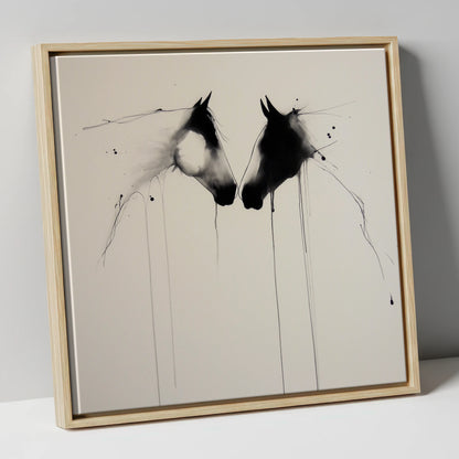 Ethereal Bond horse portrait canvas wall art in natural frame