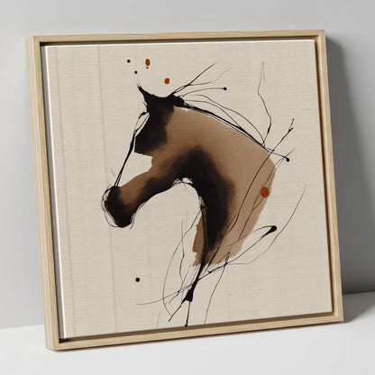 Fluid Sepia Equine Profile horse portrait canvas wall art in natural frame