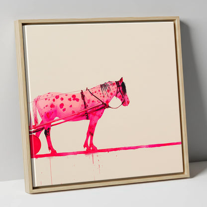 Vibrant Spotted Harness working horse canvas wall art in natural frame