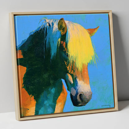 Colourful Chestnut Horse Profile horse breed canvas wall art in natural frame
