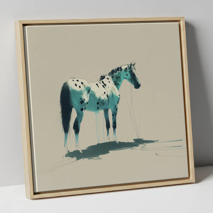 Azure Spotted Appaloosa horse breed canvas wall art in natural frame