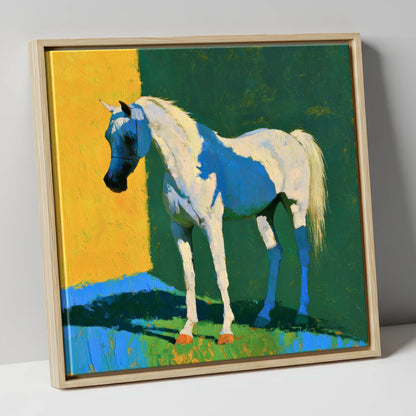 Grey Arabian in Vibrant Light horse breed canvas wall art in natural frame