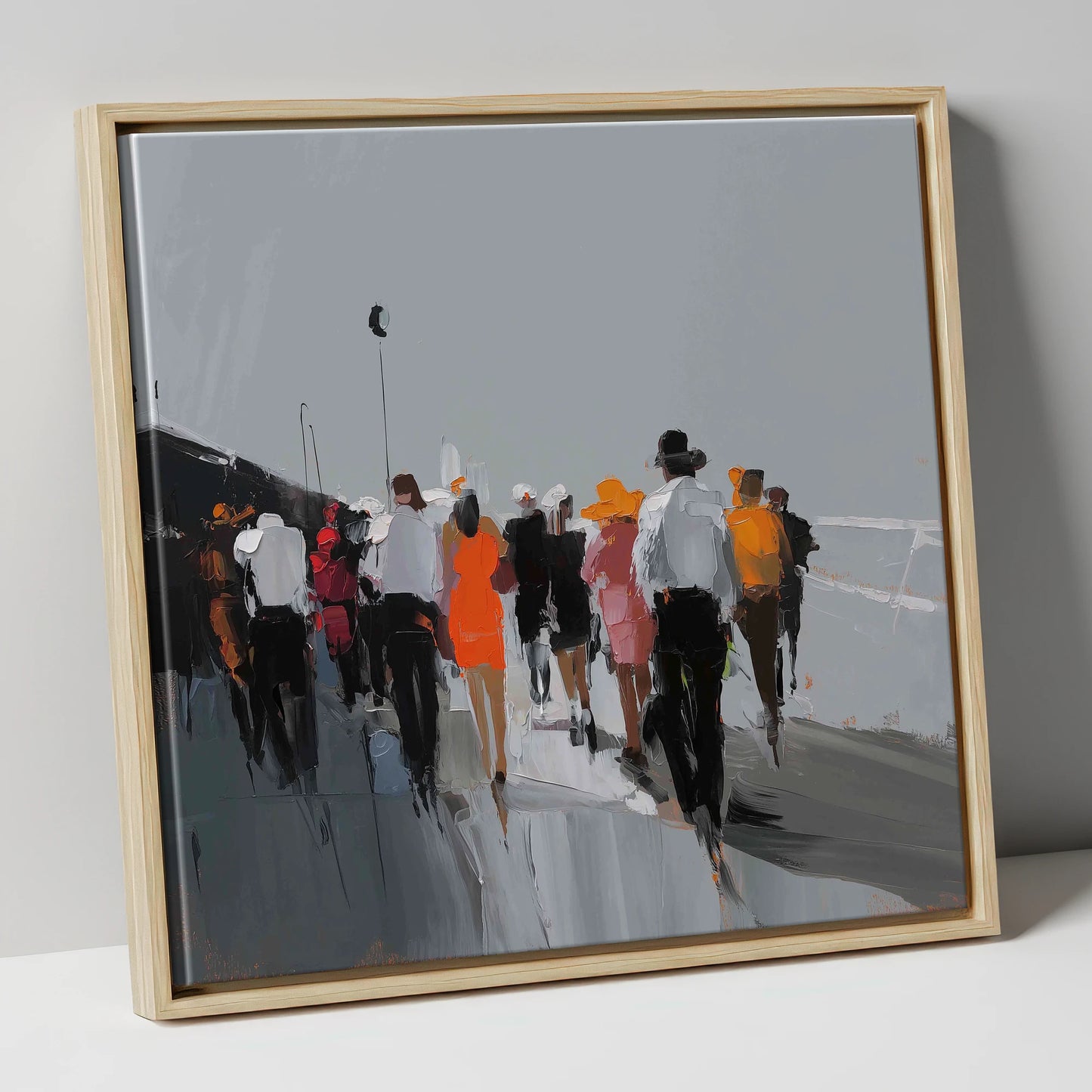The Grandstand Parade racing horse canvas wall art in natural frame