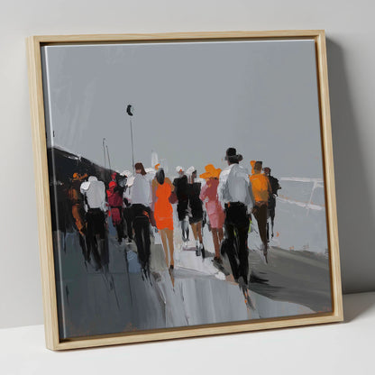 The Grandstand Parade racing horse canvas wall art in natural frame