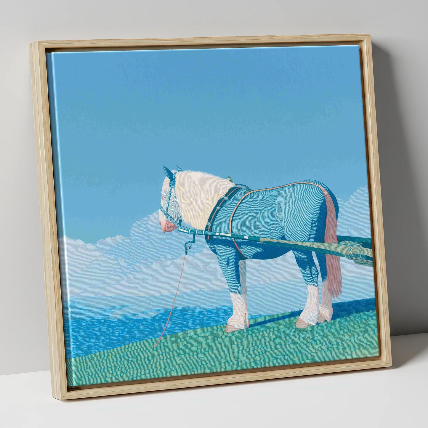 Steadfast Horizon working horse canvas wall art in natural frame