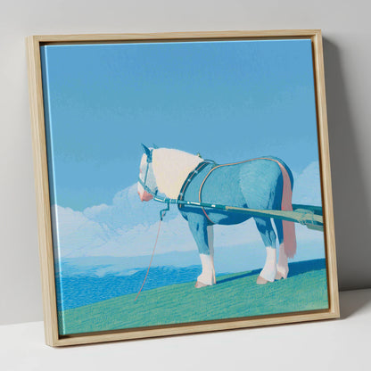 Steadfast Horizon working horse canvas wall art in natural frame