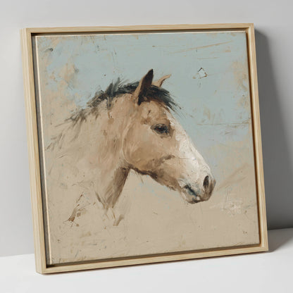 Study in Sand and Sky horse portrait canvas wall art in natural frame