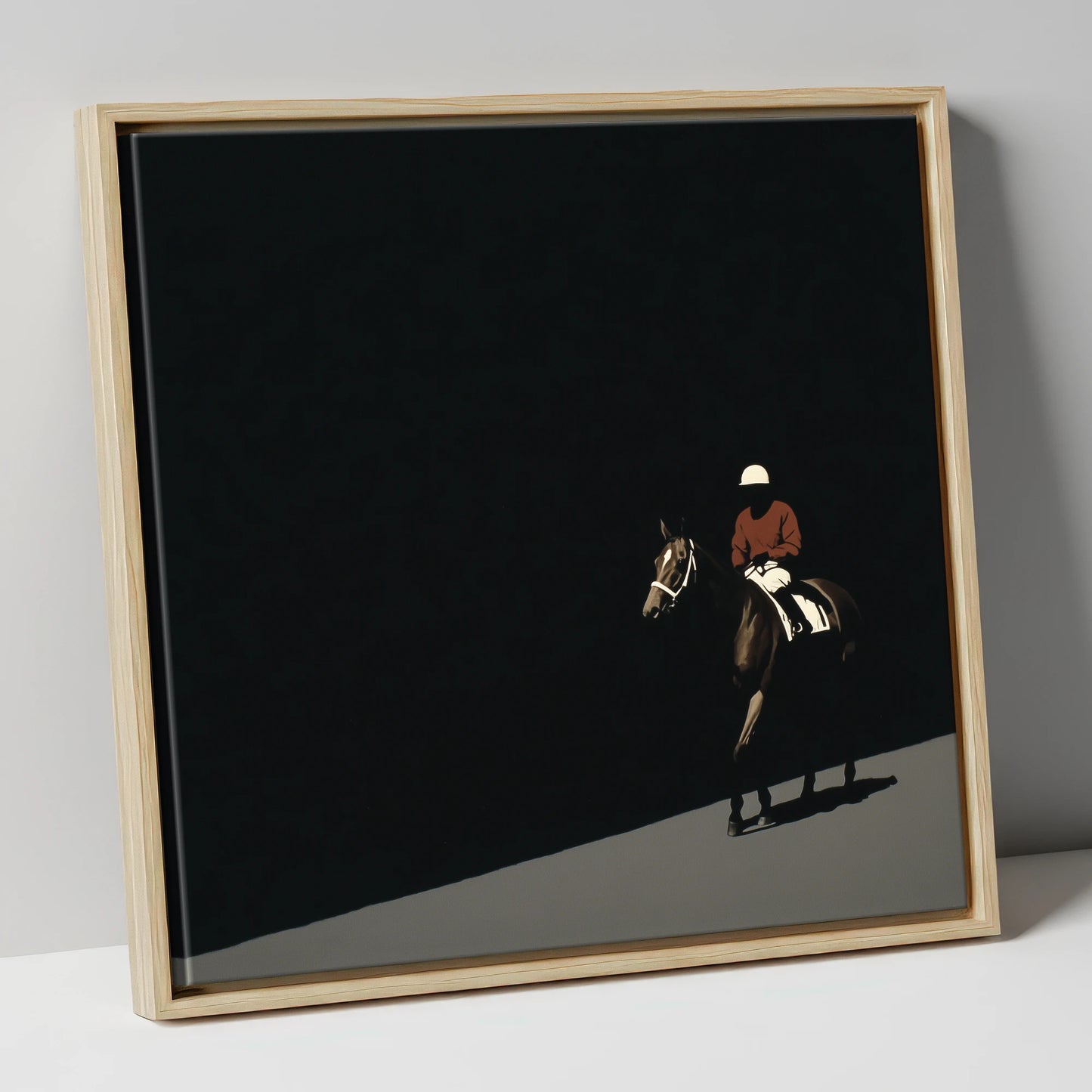 Before the Start racing horse canvas wall art in natural frame