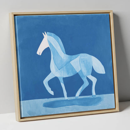Ice Blue Cadence horse breed canvas wall art in natural frame