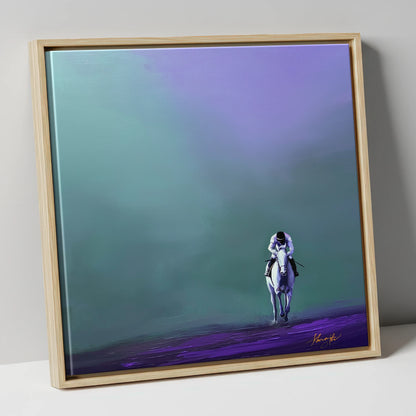 The Violet Furlong racing horse canvas wall art in natural frame