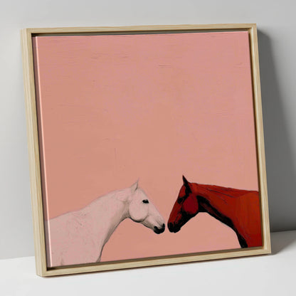 Gentle Encounter horse portrait canvas wall art in natural frame