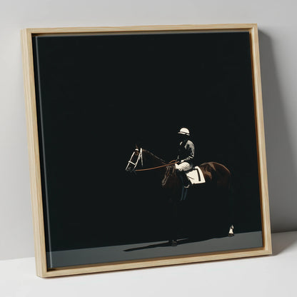 The Quiet Contender racing horse canvas wall art in natural frame