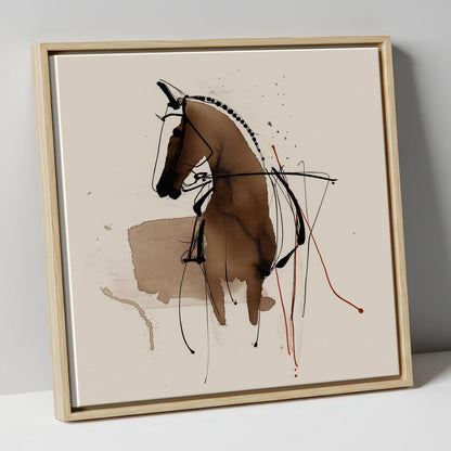 The Collected Frame dressage horse canvas wall art in natural frame