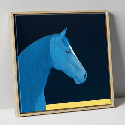 Azure Equine Profile horse breed canvas wall art in natural frame