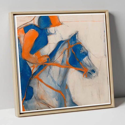 Ultramarine Racing Form racing horse canvas wall art in natural frame
