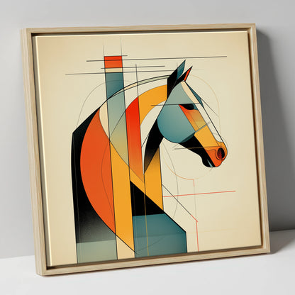Structured Equine Form horse portrait canvas wall art in natural frame