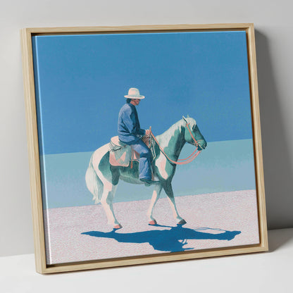 The Vast Horizon western horse canvas wall art in natural frame