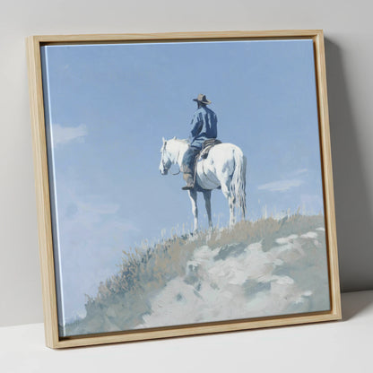 High Country Solitude western horse canvas wall art in natural frame