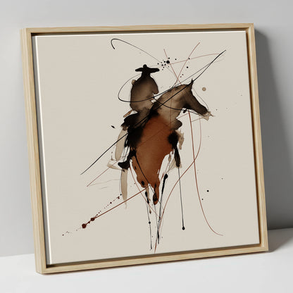 Shadows of the West western horse canvas wall art in natural frame