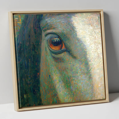 The Luminous Gaze horse portrait canvas wall art in natural frame