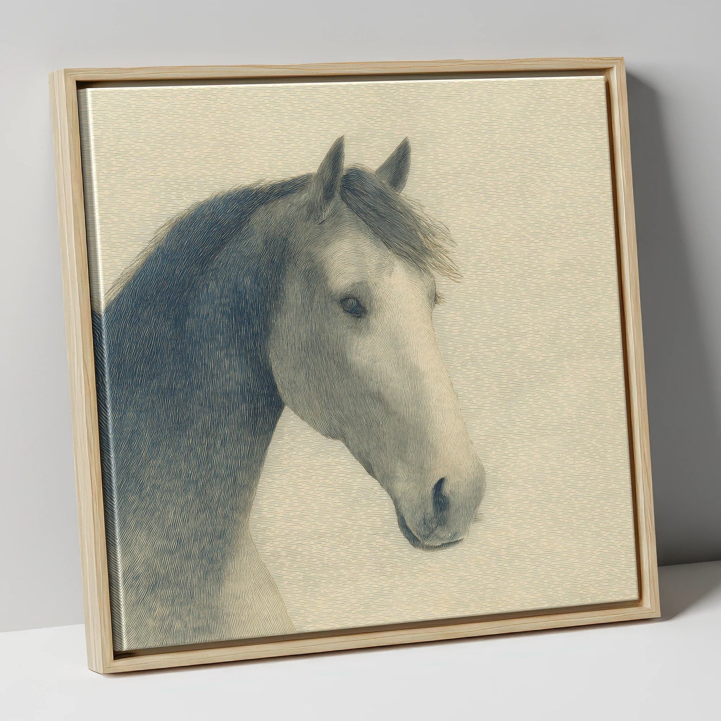 Vintage Slate Equine Profile horse breed canvas wall art in natural frame