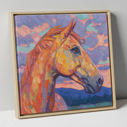 Prismatic Equine Portrait horse portrait canvas wall art in natural frame