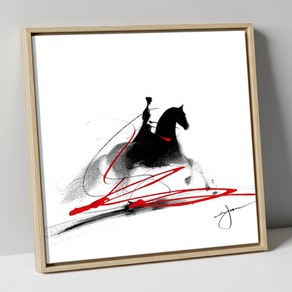 Passion in Passage dressage horse canvas wall art in natural frame