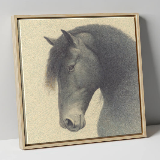 Quiet Nobility horse breed canvas wall art in natural frame