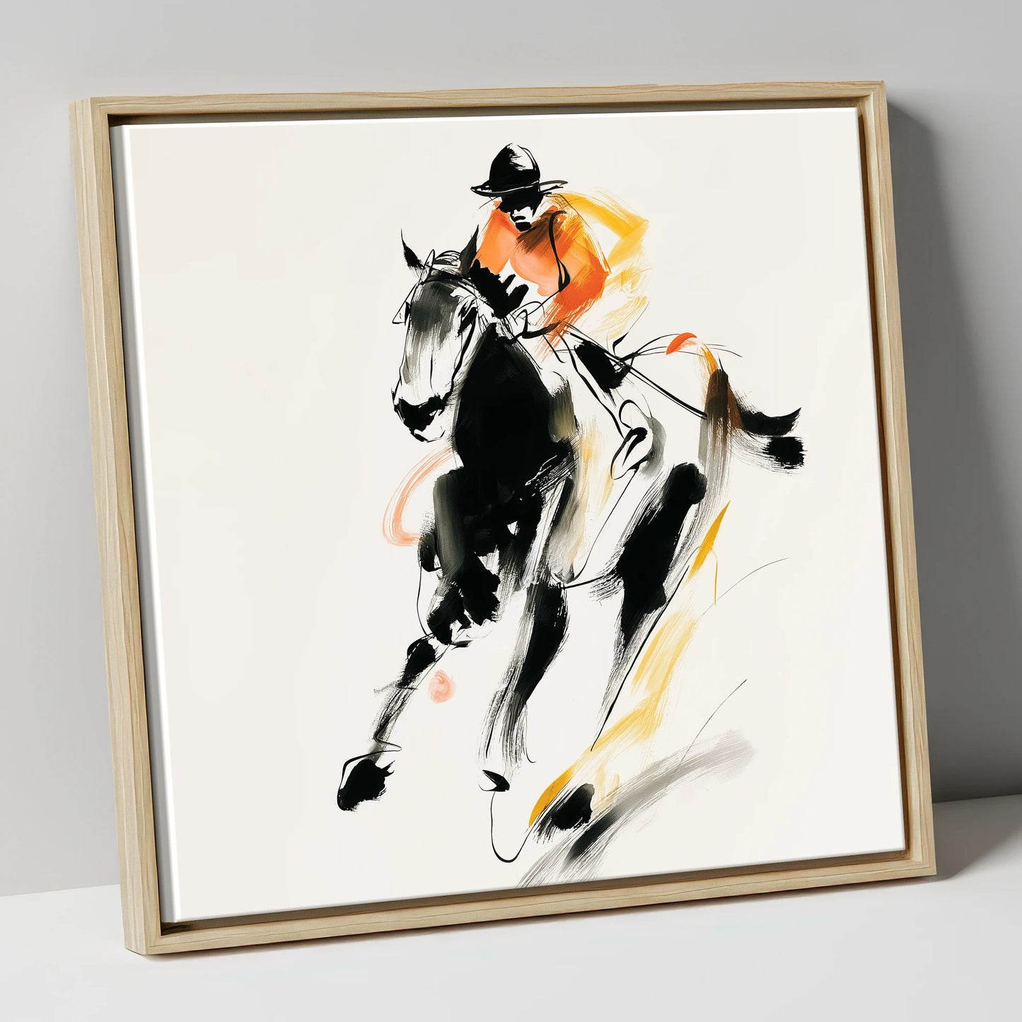 The Bold Furlong racing horse canvas wall art in natural frame