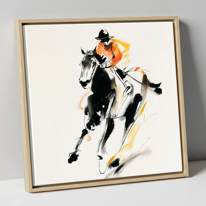 The Bold Furlong racing horse canvas wall art in natural frame