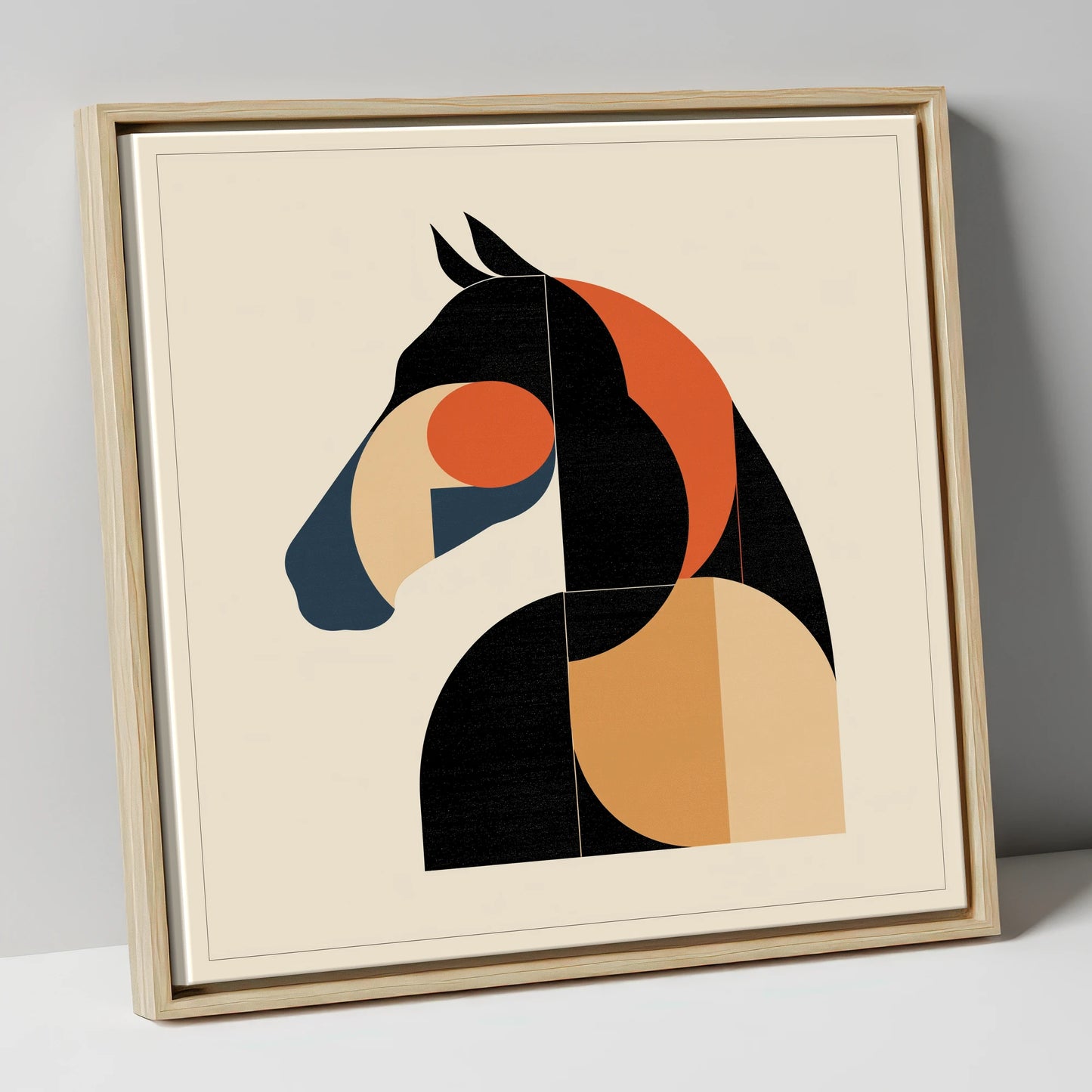 The Modernist Profile horse portrait canvas wall art in natural frame