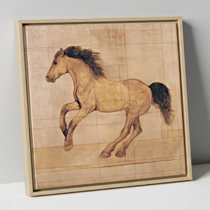 Classical Equine Study horse portrait canvas wall art in natural frame