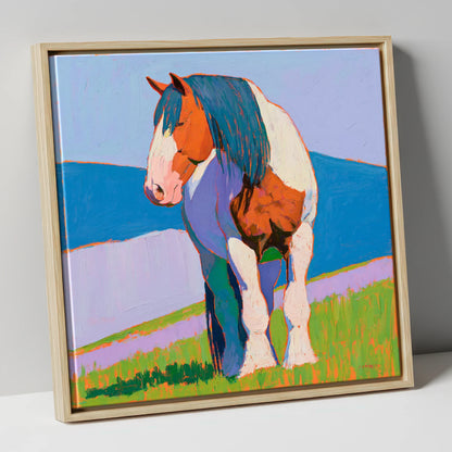 Vibrant Coloured Heavy Horse horse breed canvas wall art in natural frame