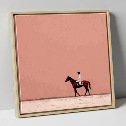 The Quiet Paddock racing horse canvas wall art in natural frame