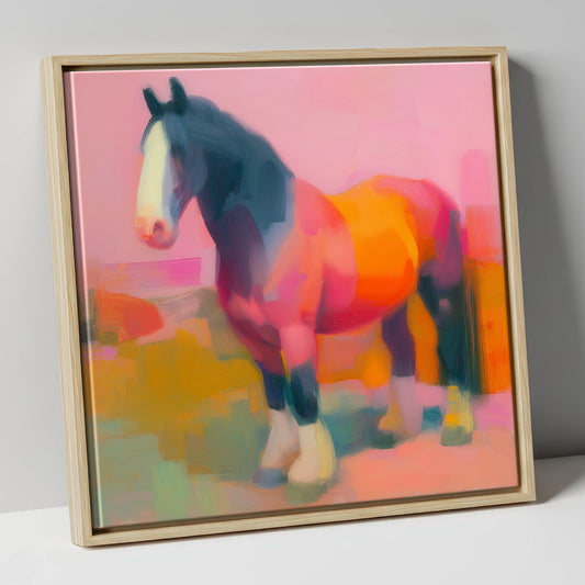 Vibrant Heavy Horse horse breed canvas wall art in natural frame